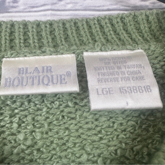 Vtg Blair Boutique Cardigan Sweater Knit Large Sage Green Y2k Coastal Grandma - Picture 5 of 8